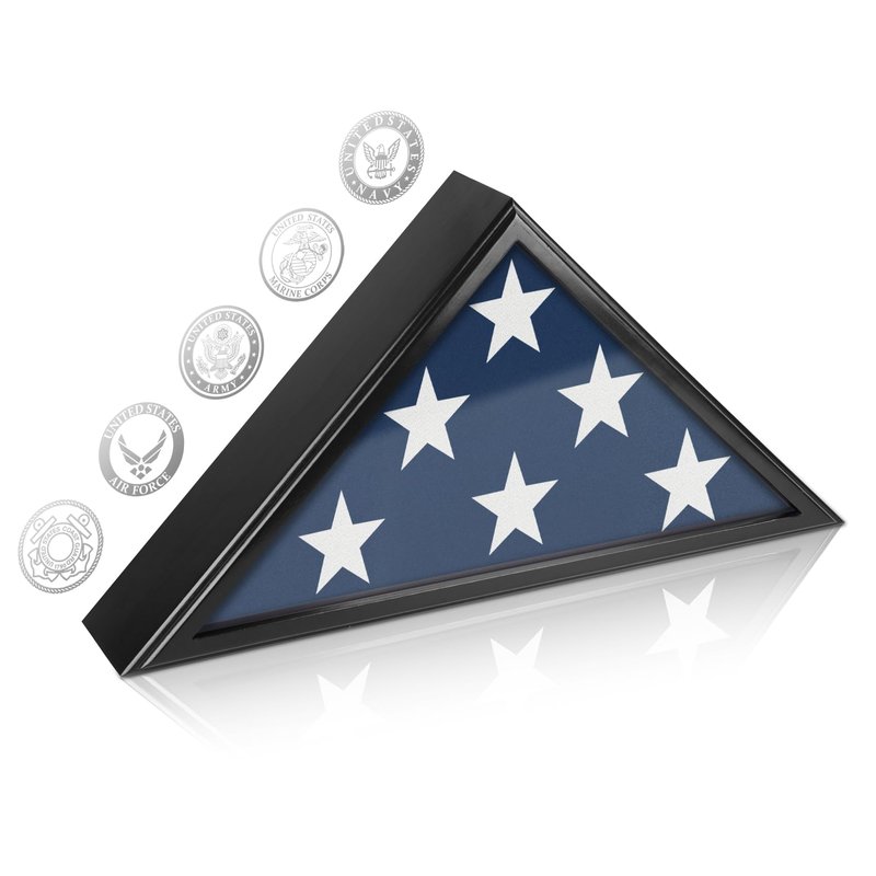 Flag Display Case for Burial Flag with Glass Front, 9.5x5' Folded Flag Case for Burial Flag, Wooden Flag Box Display Case, Flag Holder for Veteran Burial Flag Display Case, Military Flag Frame