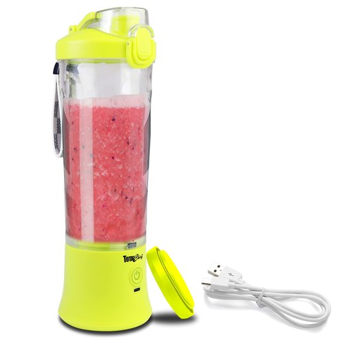 Total Chef Portable Blender - For Smoothies & Protein Shakes, USB Rechargeable Cordless Mini Travel Mixer, Personal Juicer, Ice Crusher, Blender Bottle for Home & Kitchen, 20oz, Neon Green