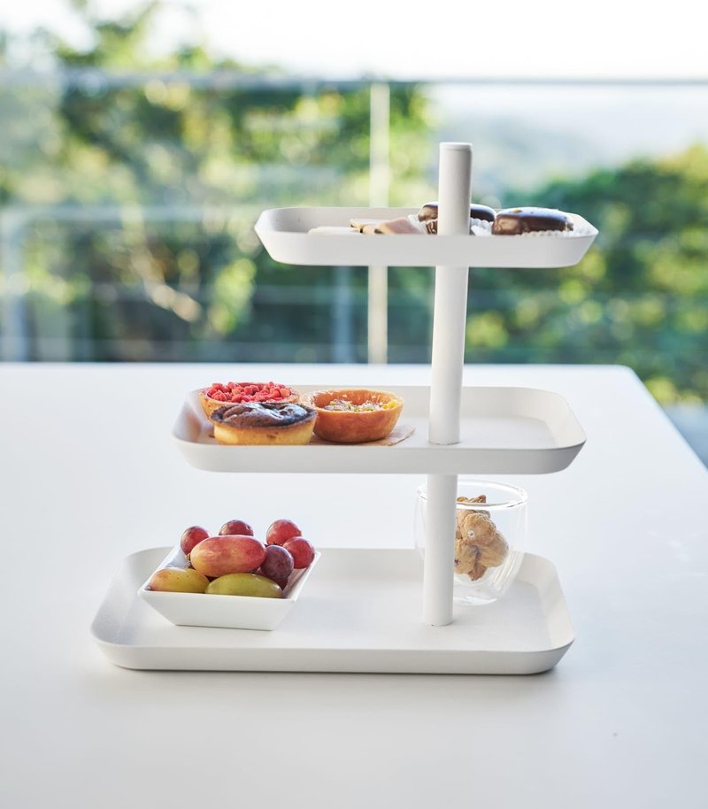 Yamazaki Home Tower 3-Tier Serving Stand - Appetizer Tray Organizer for Party Or Kitchen - Steel