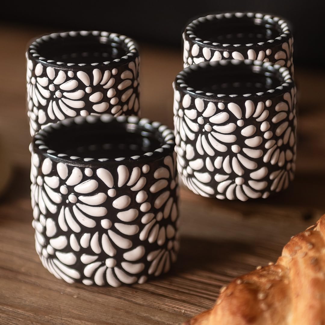 artisan accents | Handmade Talavera Espresso Cups (4oz - Double Espresso/Italian Coffee Size) | Authentic Hand-Painted Mini Coffee Cups From Mexico