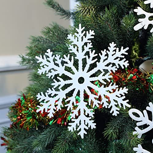 12-Pack 12" Glitter Snowflake Ornaments - Large Plastic Winter Decor