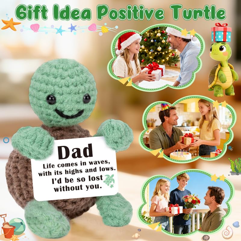 Xinezaa Dad Birthday Gift from Daughter Son Crochet Turtle - Sentimental Keepsake