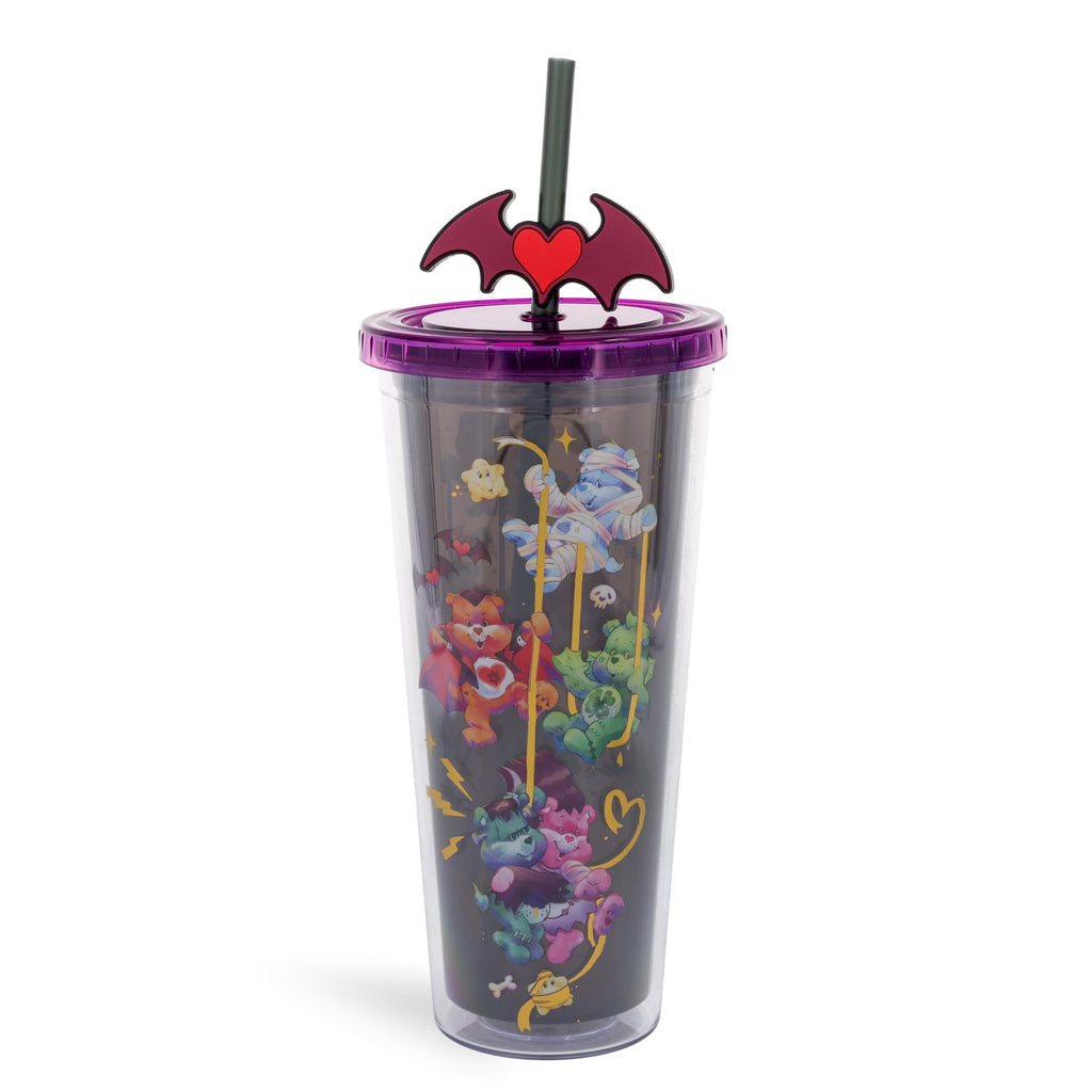 Silver Buffalo Care Bears x Universal Monsters Carnival Cup With Leak-Resistant Lid and Straw Topper | Holds 24 Ounces