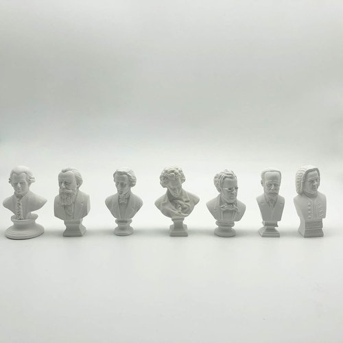 Classic Mini 2.7” Greek Bust - Beethoven Resin Sculpture | 7-Piece Music Composers Statue Set