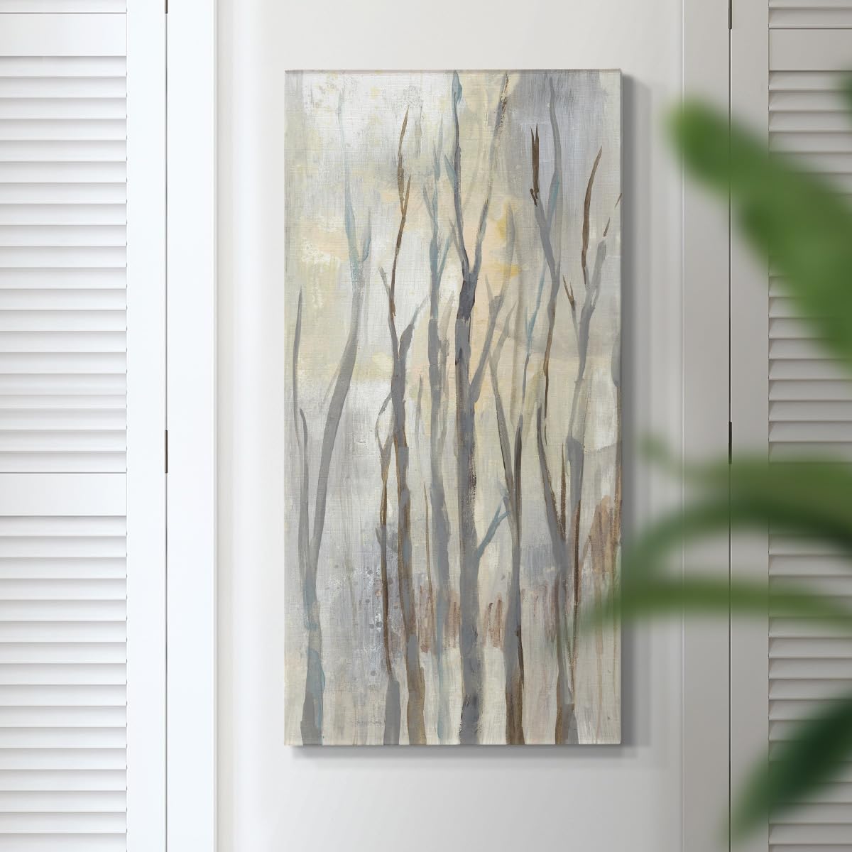 Renditions Gallery Canvas Nature Art Paintings for Living Room Wispy Tall Birch Trees in a Mist Abstract Hanging Artwork Prints for Kitchen Hotel Bedroom Walls - 16"X32" LT520