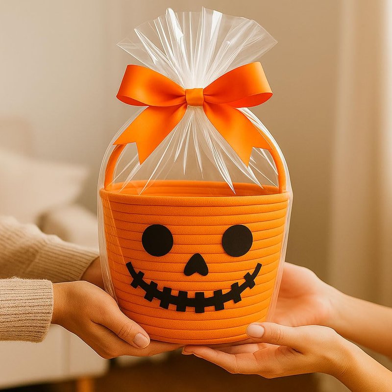 SIAHFNW Halloween Basket, Halloween Bucket, Trick or Treat Basket, Pumpkin Candy Bucket, Boo Spooky Baskets, Jack O Lantern Bags, Gift Baskets for Party Decorations