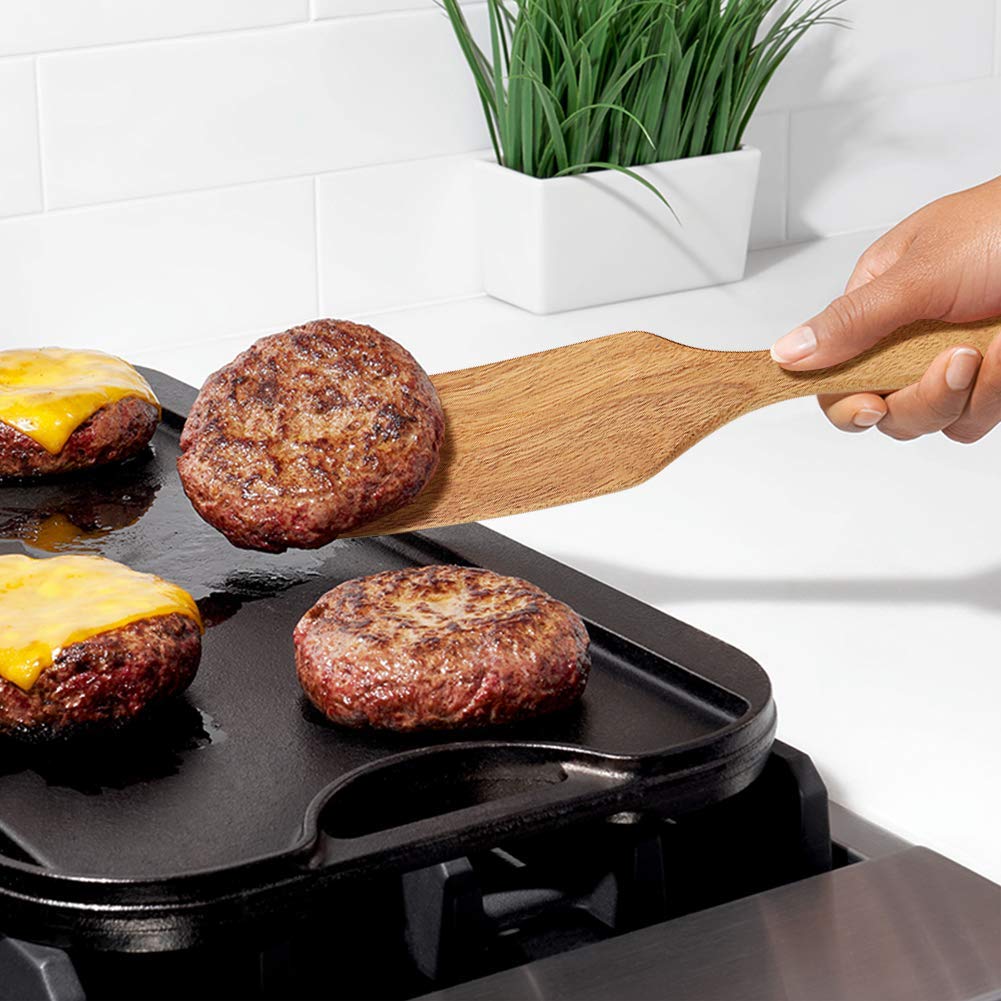 Wooden Spurtle Set As Seen On TV, AOOSY 5 Pcs Natural Acacia Wood Spatula Kitchen Tools Utensil Set Heat Resistant Non Stick Wood Cookware, Slotted Spatula for Stirring