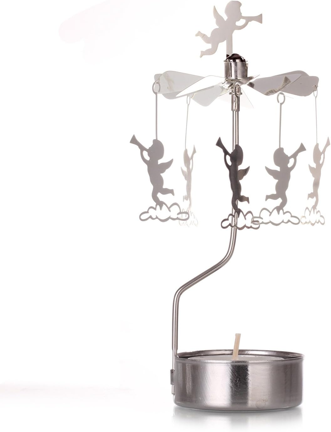 Skiennix Rotary Candle Holder - Spinning Metal Design | Perfect Small Gift for Angel Lovers