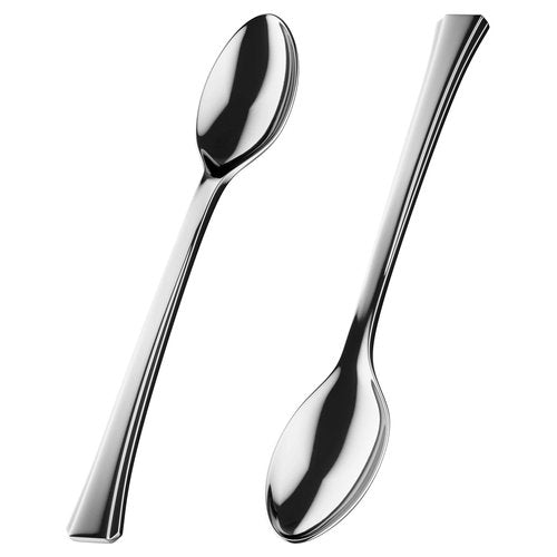 Mini Dessert Spoons - Bulk Pack of 200 Mini Silver Disposable Spoons - 4 Inch Plastic - Bpa Free - Food Safe
