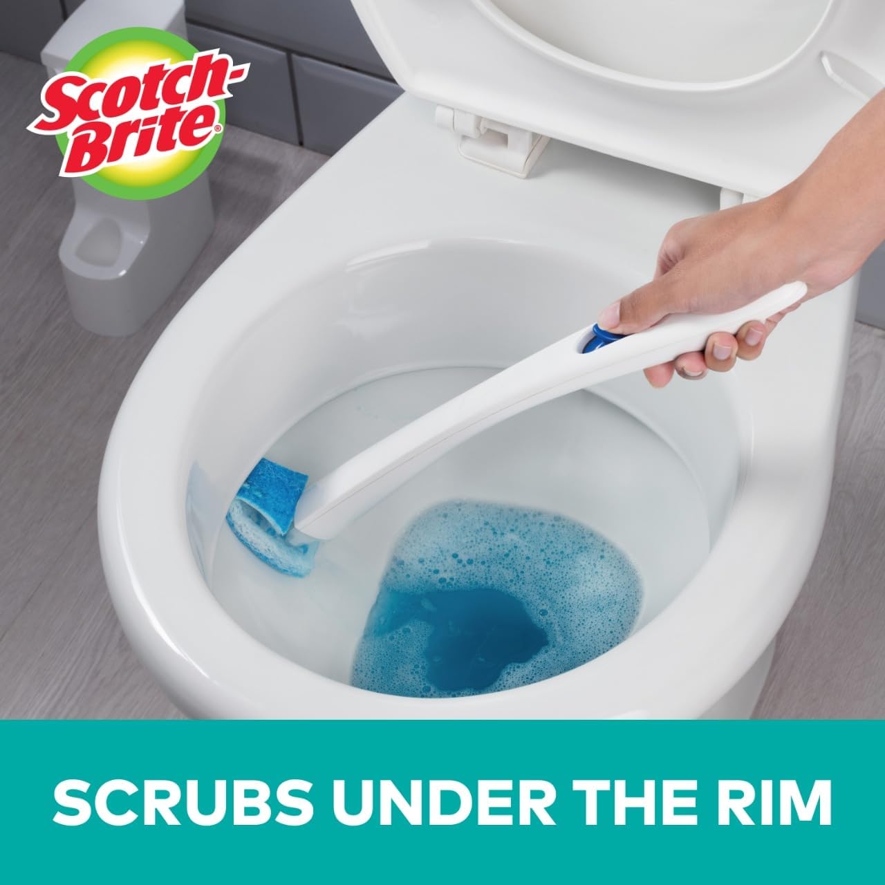 Scotch-Brite Toilet Scrubber Starter Kit - Disposable Refills with Built-In Bleach Alternative | Includes Handle & Caddy