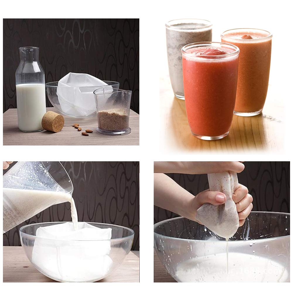 Freehawk Nylon Straining Bag Fine Mesh Food Strainer Bag Reusable Strain Tea Pulp Juice Food Nut Milk Filter Bag(15.7” x 15.7”, 8 Packs)