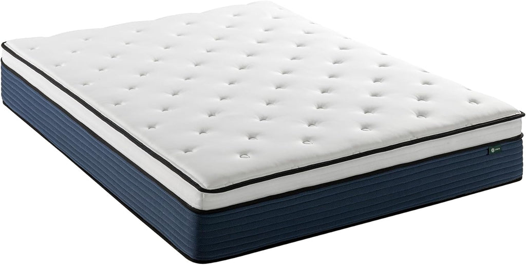 ZINUS 12 Inch Queen Comfort Support Hybrid Mattress - Fiberglass Free, Medium Plush, Motion Isolation, Safe Materials