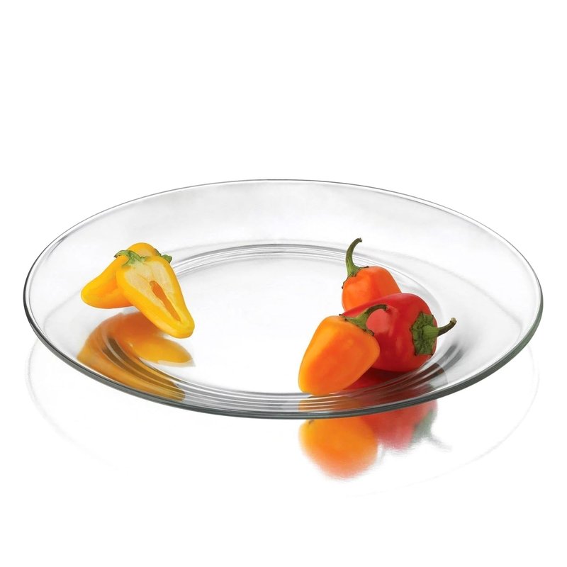 Red Pomegranate ELEMENT Set of 2 Glass Dinner Plates, 10.5"