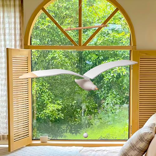 Wooden Flying Seagull Hanging Mobile, Kinetic Ceiling Art Decor, 105cm