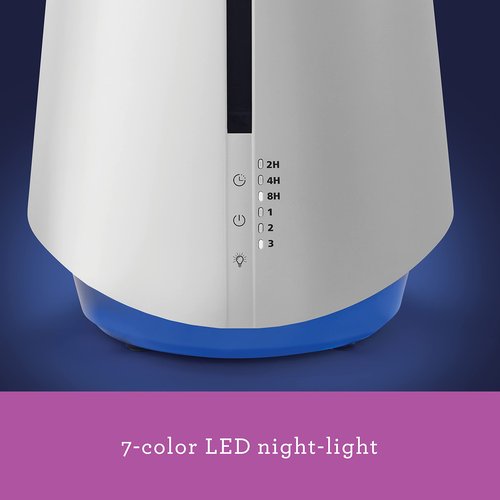 Holmes 1-Gallon Top-Fill Ultrasonic Cool-Mist Humidifier with Disinfectant Protection and 7 Color LED Lights White