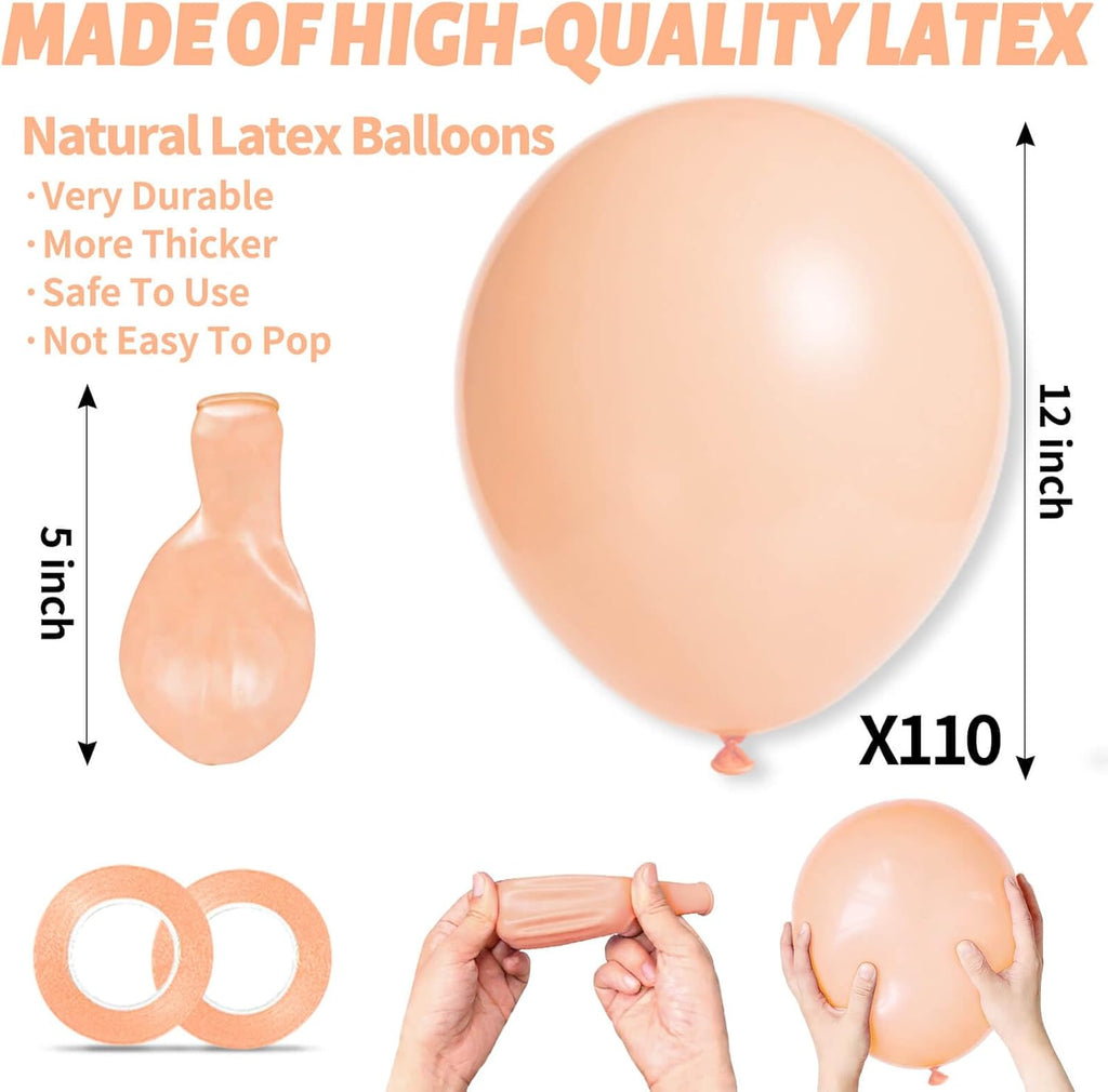 Pastel Orange Balloons by 110pcs - 12 Inch Latex Balloons for Birthday Parties & Baby Showers