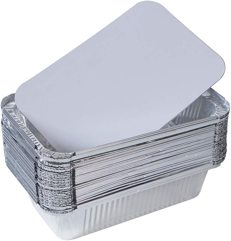 Webake Aluminum Foil Bread Pans - Large 9 x 5 Inch Disposable Baking Containers | Pack of 30 with Lids