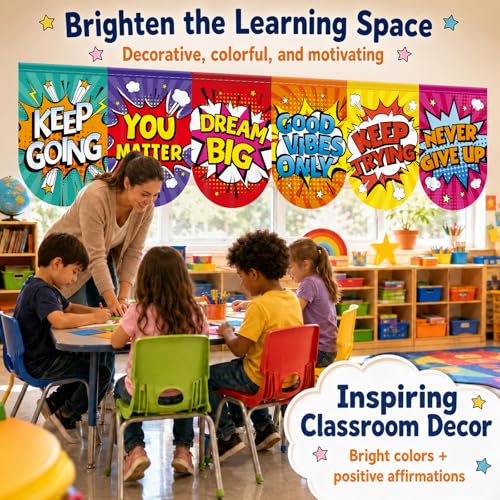 8-Piece Hero Themed Classroom Window Valance Curtains, 36x24 Inch