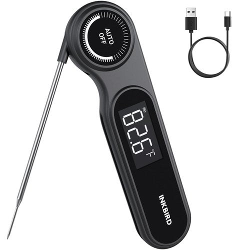 INKBIRD Instant Read Meat Thermometer - 0.5 Seconds Rechargeable, Waterproof with VA LCD Screen | -58℉ to 572℉ for Cooking, BBQ, and Candy