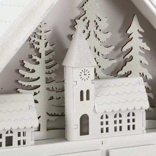PIONEER-EFFORT Christmas Wooden Advent Calendar House with 24 Drawers, Countdown to Christmas for Kids, LED Home Decoration, L16.25 x H17.9 x T2.87 inches, Battery Operated