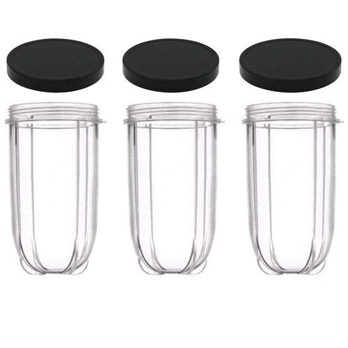 16oz Cups 6 Piece Set - 3 Replacement Cups WITH LIDS for Magic Bullet Blender LIDS INCLUDED