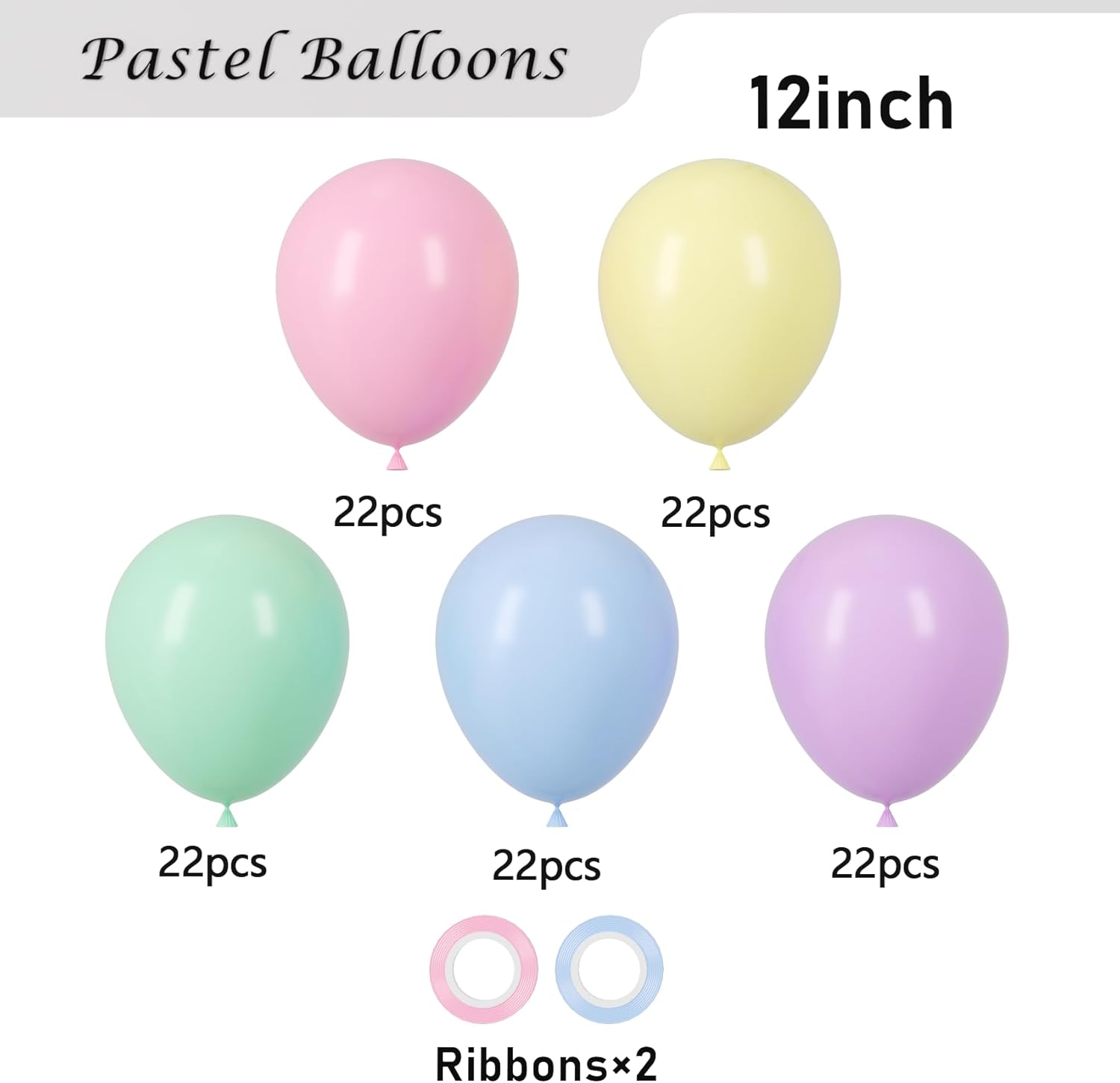 Voircoloria 110pcs Pastel Balloons - 12 Inch Macaron Latex for Weddings, Birthdays & Celebrations