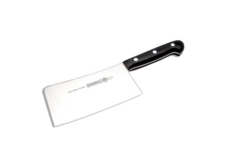 Mundial 5100 Series Meat Cleaver, Carbon Stainless Steel Meat Cleaver with Full Tang, Razor Sharp Edge, with Polyacetal Handle, Black Series