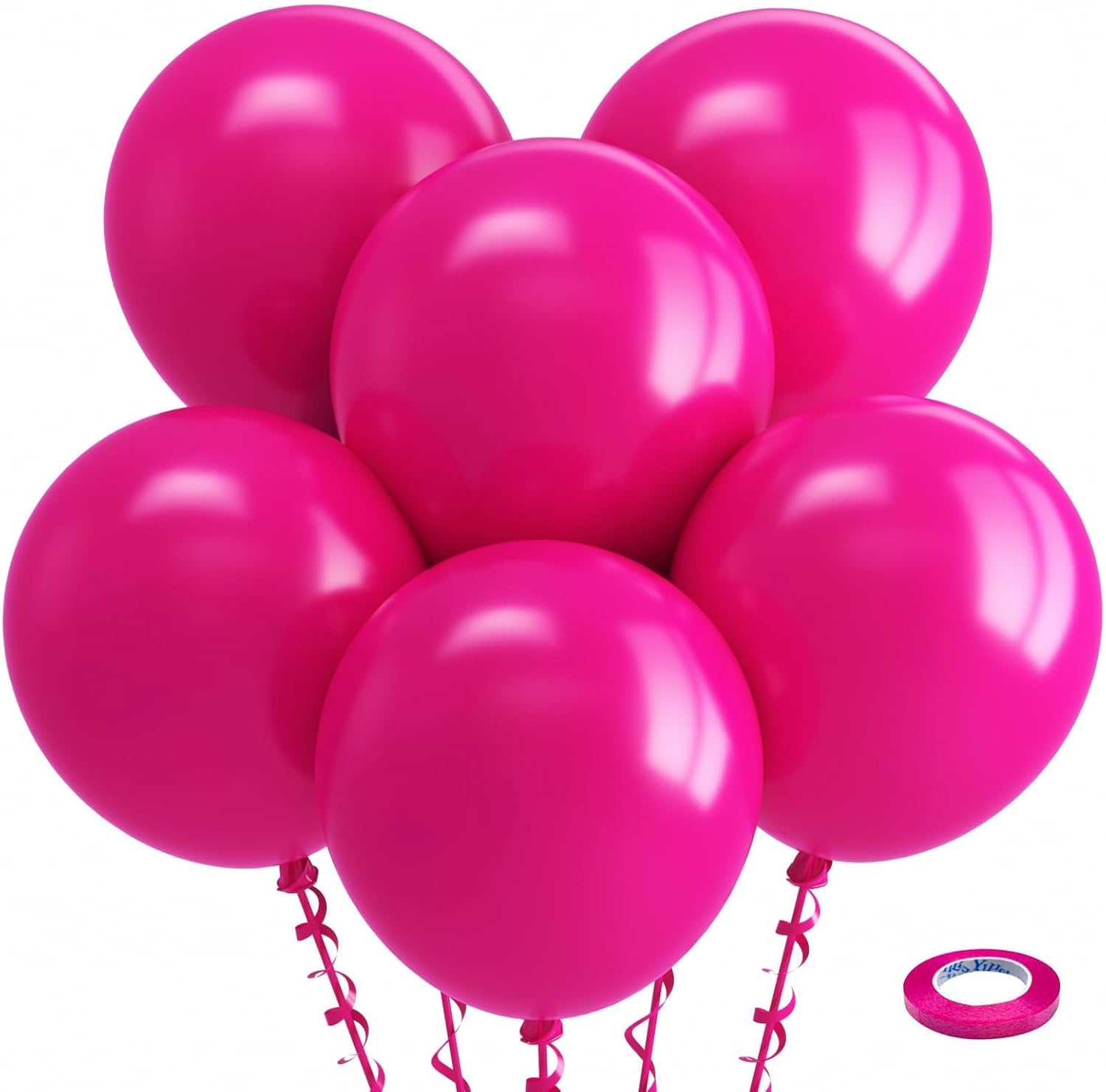 Bezente Hot Pink Balloons - 18 Inch Thick Latex Balloons | 30 Pack for Weddings & Parties
