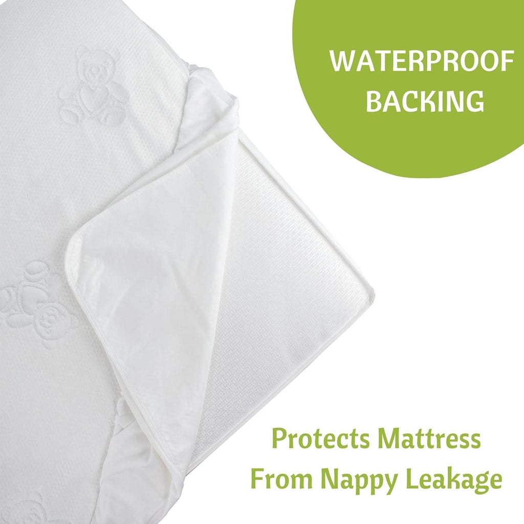 Vesta Baby Crib Mattress Protector - Noiseless Waterproof Pad Cover | Soft Jacquard Bamboo Rayon Fitted Sheet - 52” x 28”