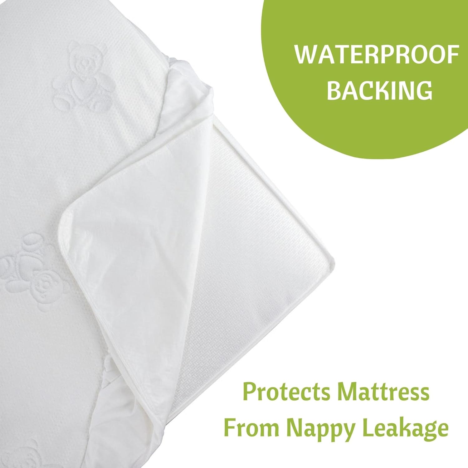 Vesta Baby Crib Mattress Protector - Noiseless Waterproof Pad Cover | Soft Jacquard Bamboo Rayon Fitted Sheet - 52” x 28”