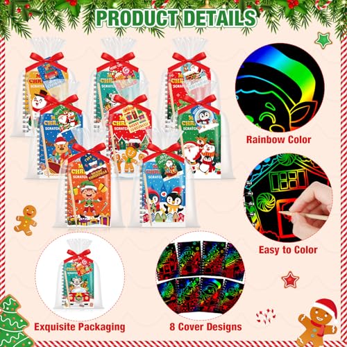 Funrous 48 Pack Christmas Scratch Art Set with Gifts - Traditional Variant