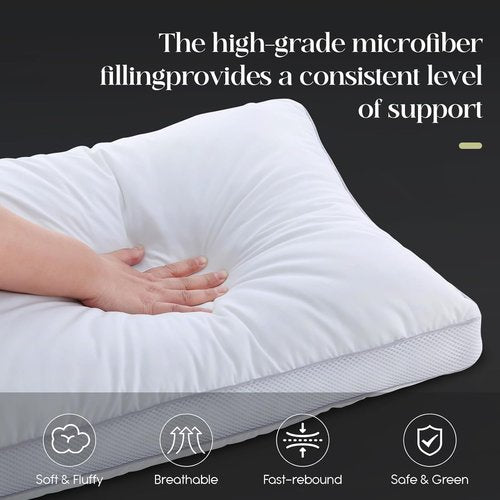 Goose Down Bed Pillows - Queen Size Set of 2 | Hotel Collection for Ultimate Comfort, 20" x 30"