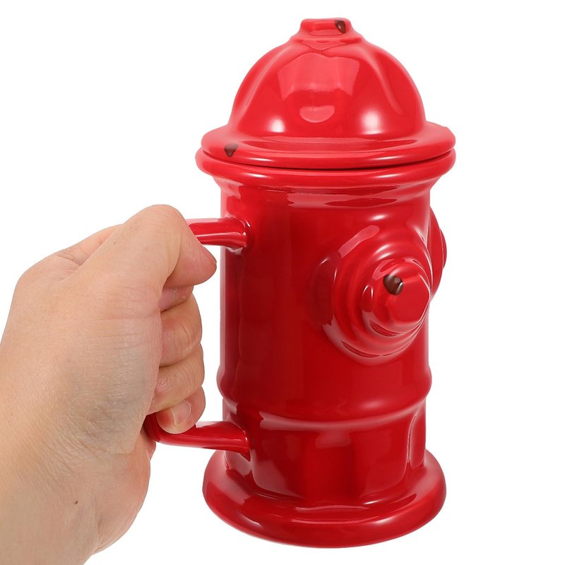 Alipis Fire Hydrant Mug Ceramic Tea Cup with Handle 6.88X5.11X3.54In Unique Red Water Coffee Drinkware for Home Office Party