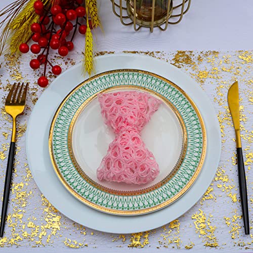 Metallic Gold Sequin Table Runner 11x108 Inch - 2 Piece Mesh Set