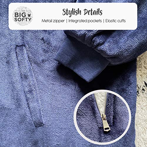 Oversized Wearable Hoodie Blanket with Zipper, Comfy Fleece Loungewear