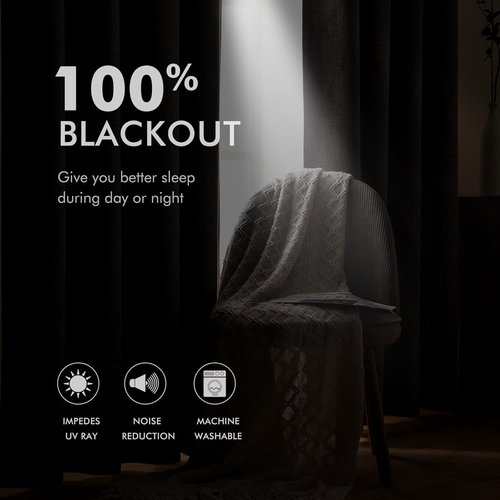 MIULEE Blackout Curtains - 100% Thermal Insulated Linen Textured Drapes | 52 x 45 Inch (2 Panels) for Bedroom & Living Room