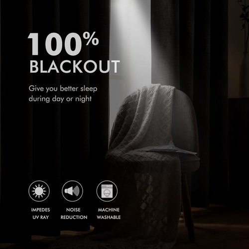 MIULEE 100% Blackout Linen Textured Curtains - Thermal Insulated Room Darkening Drapes | 52 x 84 Inch (2 Panels)
