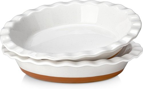 MALACASA Ceramic Pie Pan Set | 9-Inch Nonstick Deep Dish Quiche Baking Dish - Scratch-Resistant TARA Series