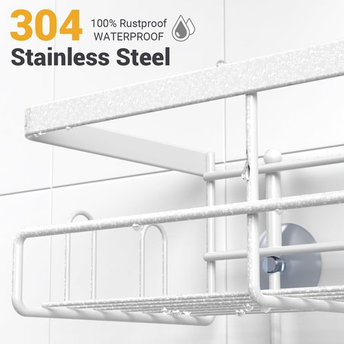 AKTECKE Shower Caddy - 30pcs Hanging Bathroom Organizer in White for Space-Saving Storage