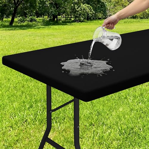 Elastic Fitted Rectangle Tablecloth for 6ft Folding Tables, 30x72 Inch