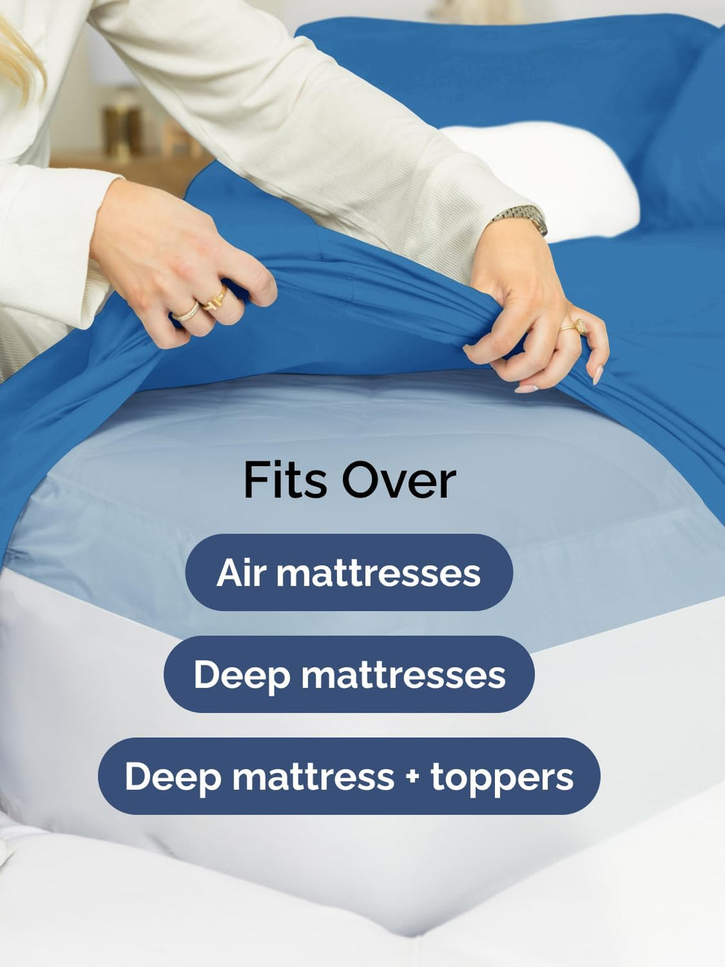 Skiennix Extra Deep Twin XL Sheet Set - 4-Piece Cooling Bedding - Soft, Wrinkle-Free Royal Blue