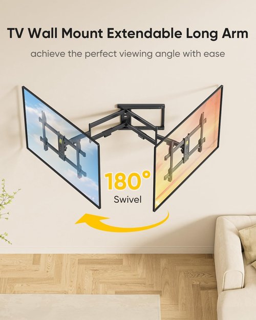 Forging Mount Corner TV Mount - Long Arm Full Motion Wall Mount for 37-75 Inch TVs | Swivel & Tilt, Max VESA 600x400mm, 99lbs Capacity