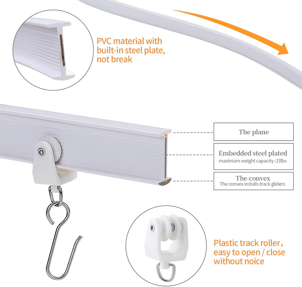Skiennix Flexible Bendable Ceiling Curtain Track - 5m (16.4ft) for Easy Installation & Versatile Use