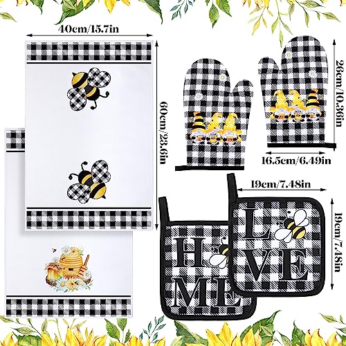 6-Piece Bee Kitchen Set: Oven Mitts, Pot Holders, and Dish Towels