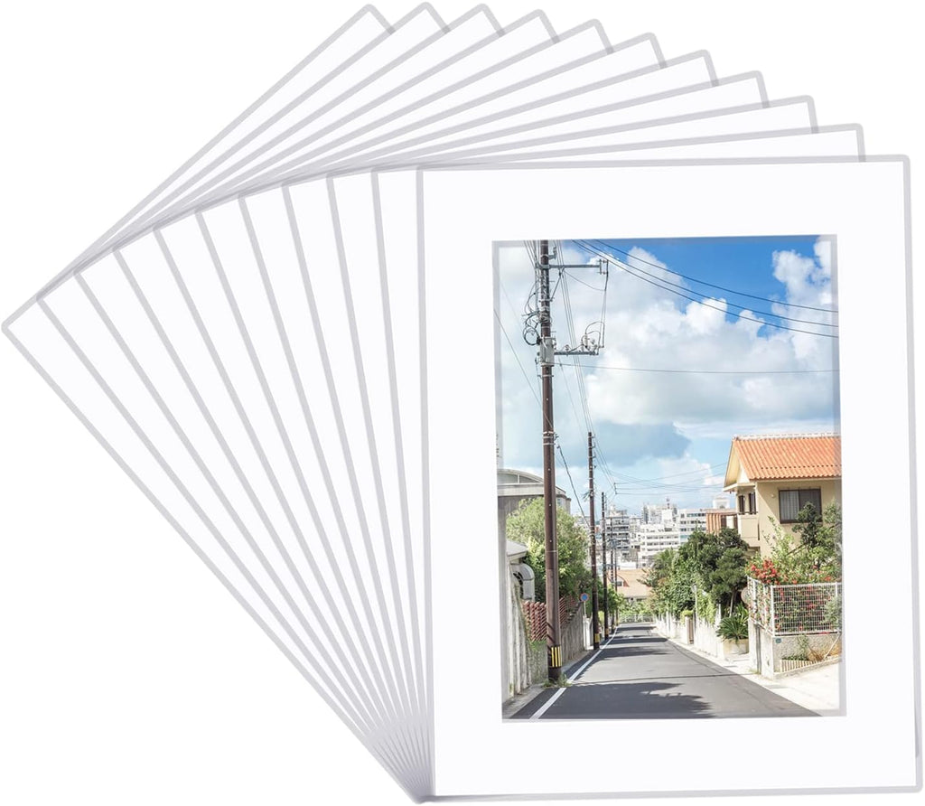 Prudiut 15-Pack White Picture Mats - 5x7 Frame Mats for 4x6 Photos | Bevel Cut Mat Board