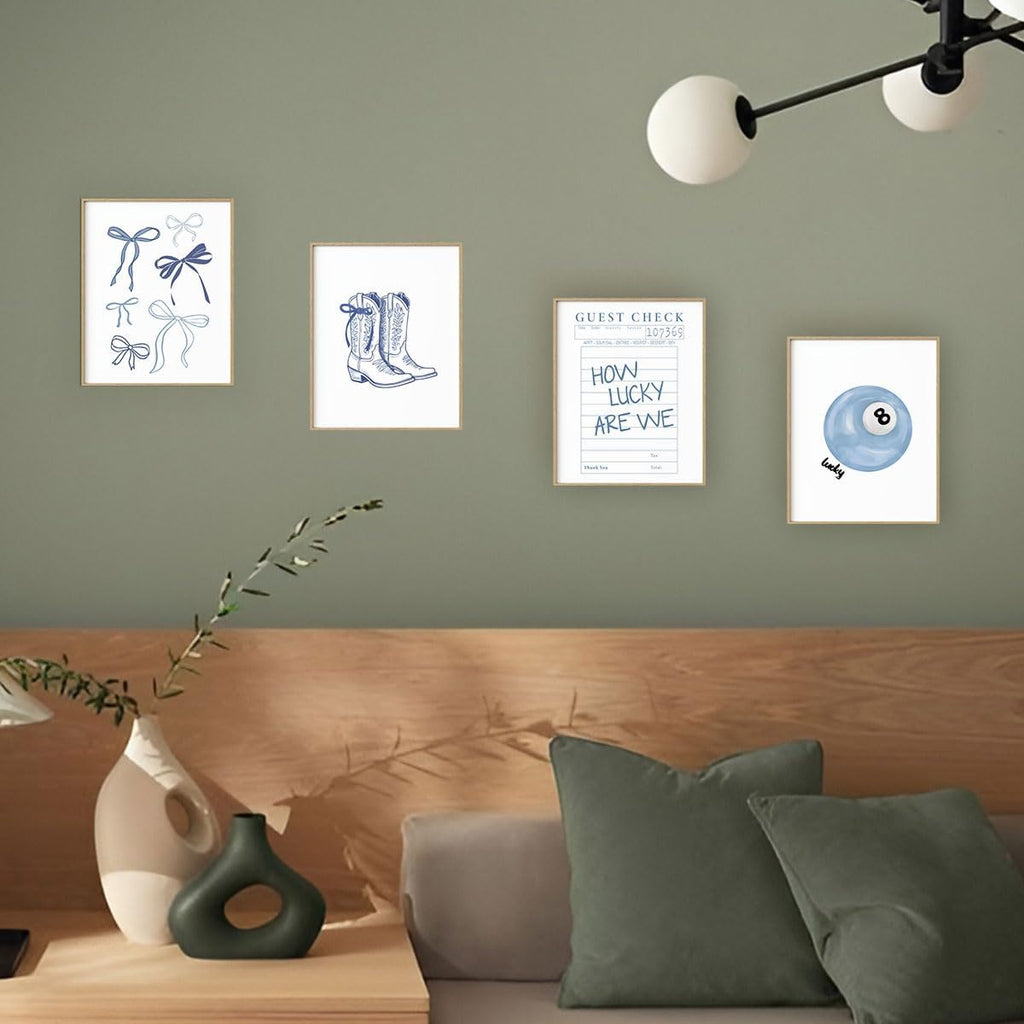 XYDEG Blue Bow Room Decor - Aesthetic Coastal Cowgirl Posters for Teen Girls | Set of 4, 8x10 Unframed
