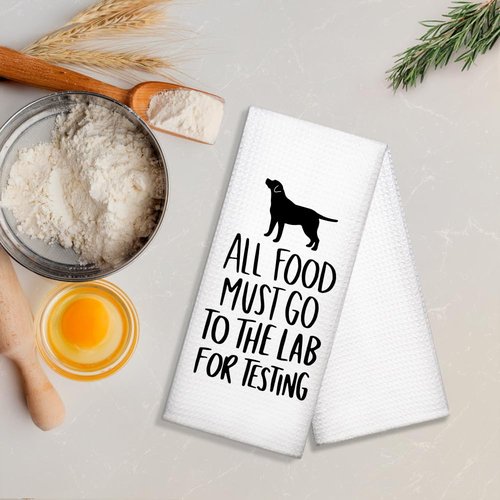 DYJYBMY All Food Must Go to The Lab for Testing, Funny Kitchen Towels, 100% Cotton, Highly Absorbent,Kitchen Decor Towel, Neighbor Gifts, Housewarming Gifts for Friend