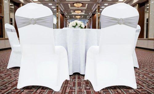 MDS Spandex Chair Sashes - Universal Fit Elastic Stretch Ties with Buckle for Weddings | Light Silver, Pack of 125