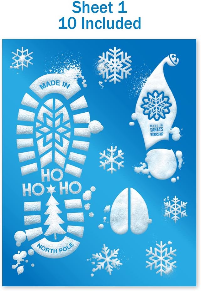 Santa Footprints - 180 Ct Floor Stickers Kit with Reindeer & Elf Designs for Holiday Fun