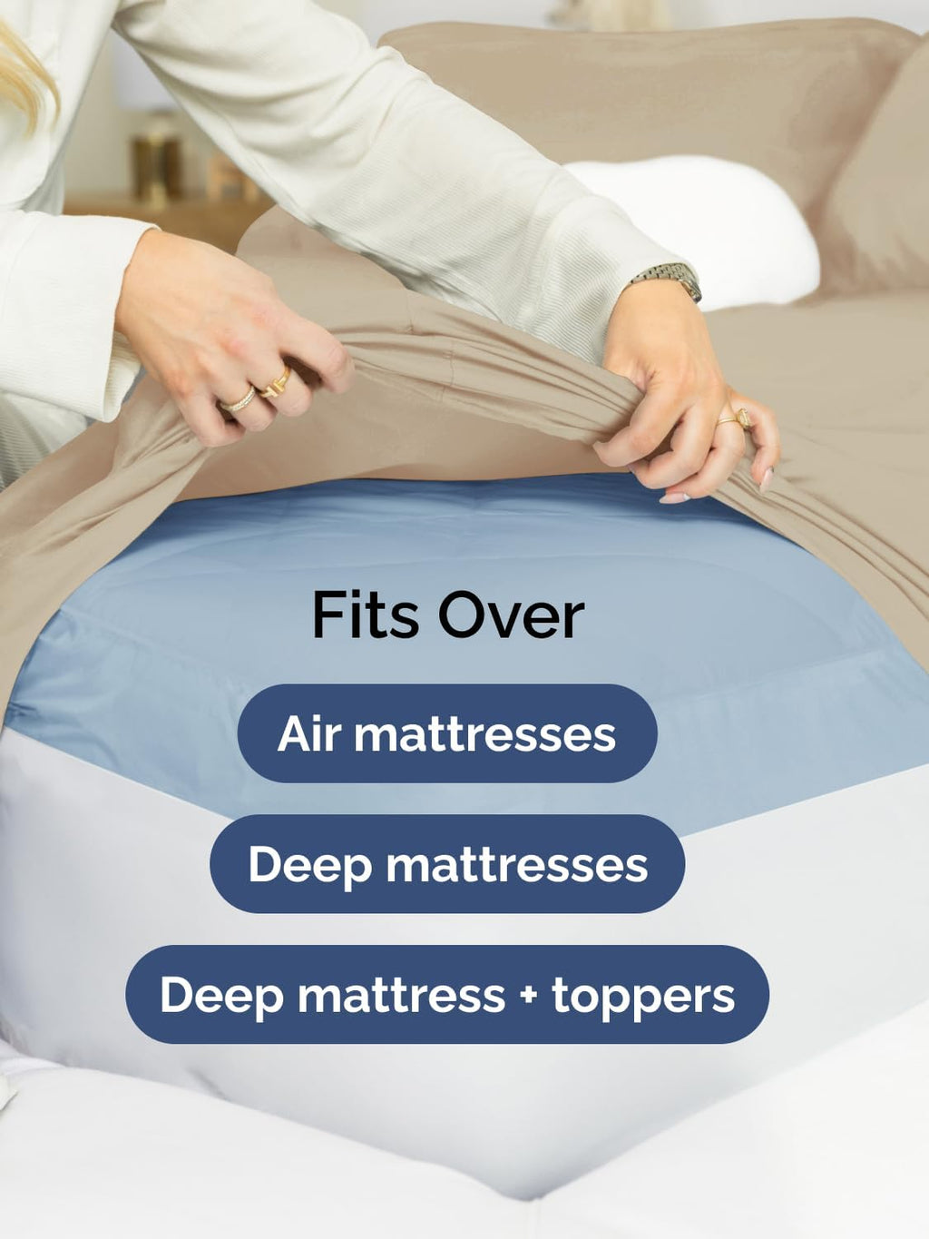 Skiennix Extra Deep Cal King Sheet Set - 6 Piece Breathable Cooling Bedding - Soft, Wrinkle-Free Cream